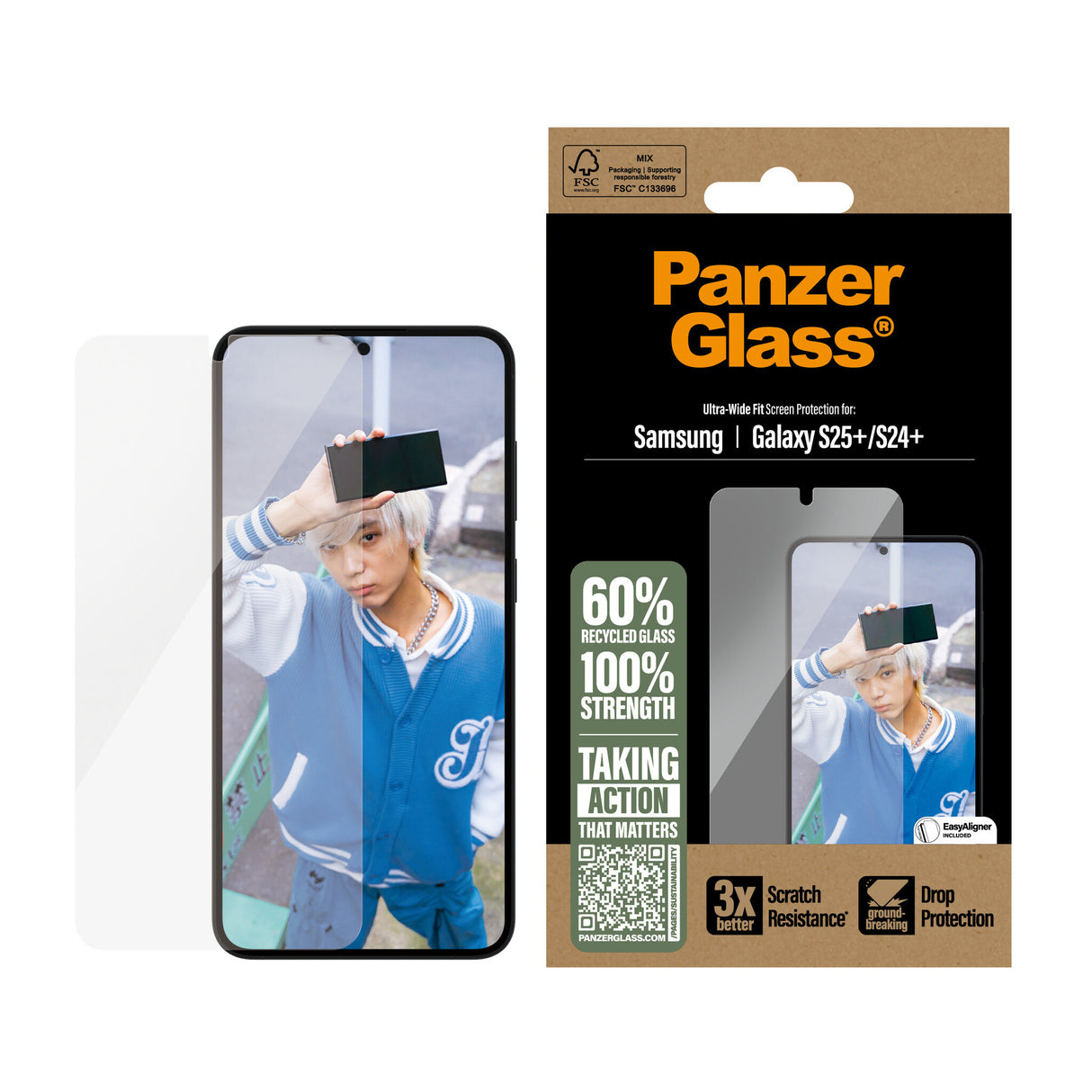PanzerGlass ® Skærmbeskyttelse Samsung Galaxy S25+ | S24+ | Ultra-Wide Fit