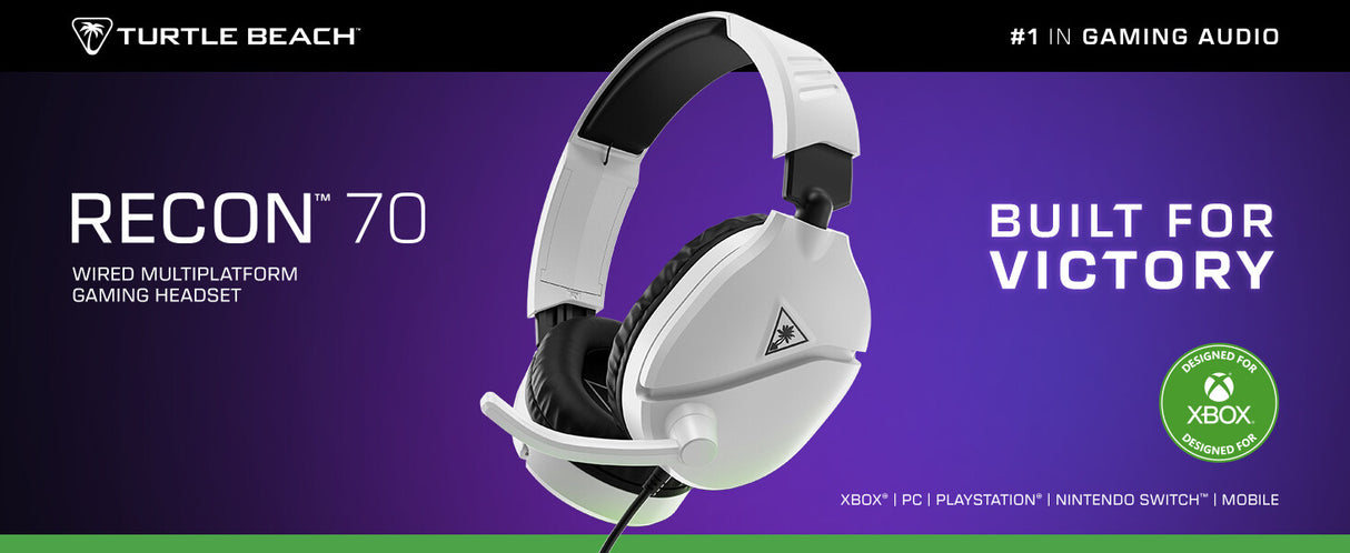 Turtle Beach Recon 70 Headset Ledningsført Spil Hvid