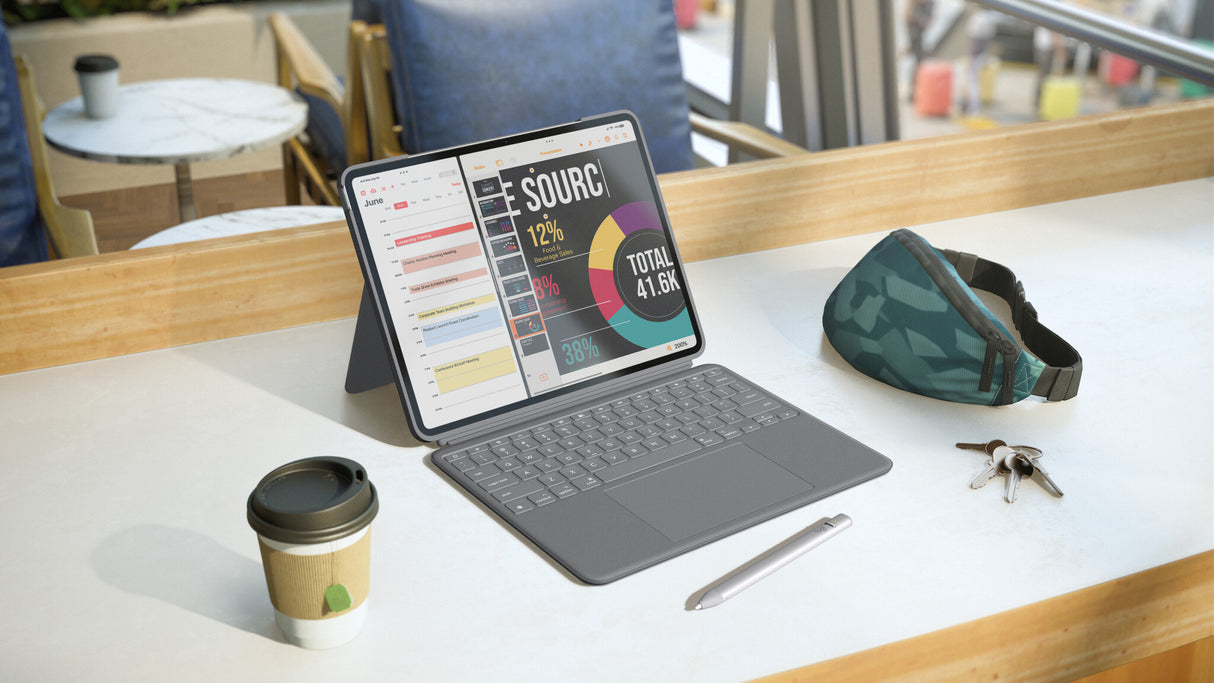 Logitech Combo Touch QWERTY Dansk, Finsk, Norsk, Svensk Smart Connector Grå