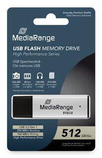 MediaRange MR1904 USB-nøgle 512 GB USB Type-A 3.2 Gen 1 (3.1 Gen 1) Sort, Sølv