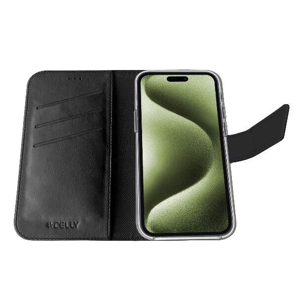Celly WALLYMAG mobiltelefon etui 16 cm (6.3") Tegnebogsetui Sort