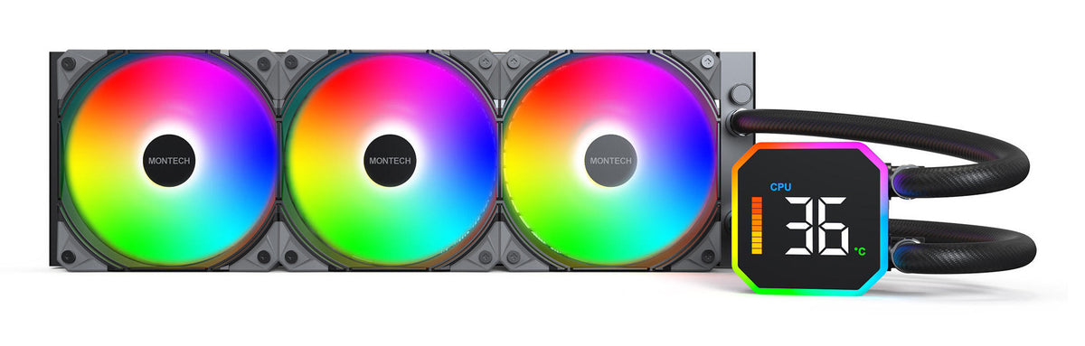 Montech HyperFlow Digital 360 Processor Alt-i-en væskekøler 12 cm Sort 1 stk