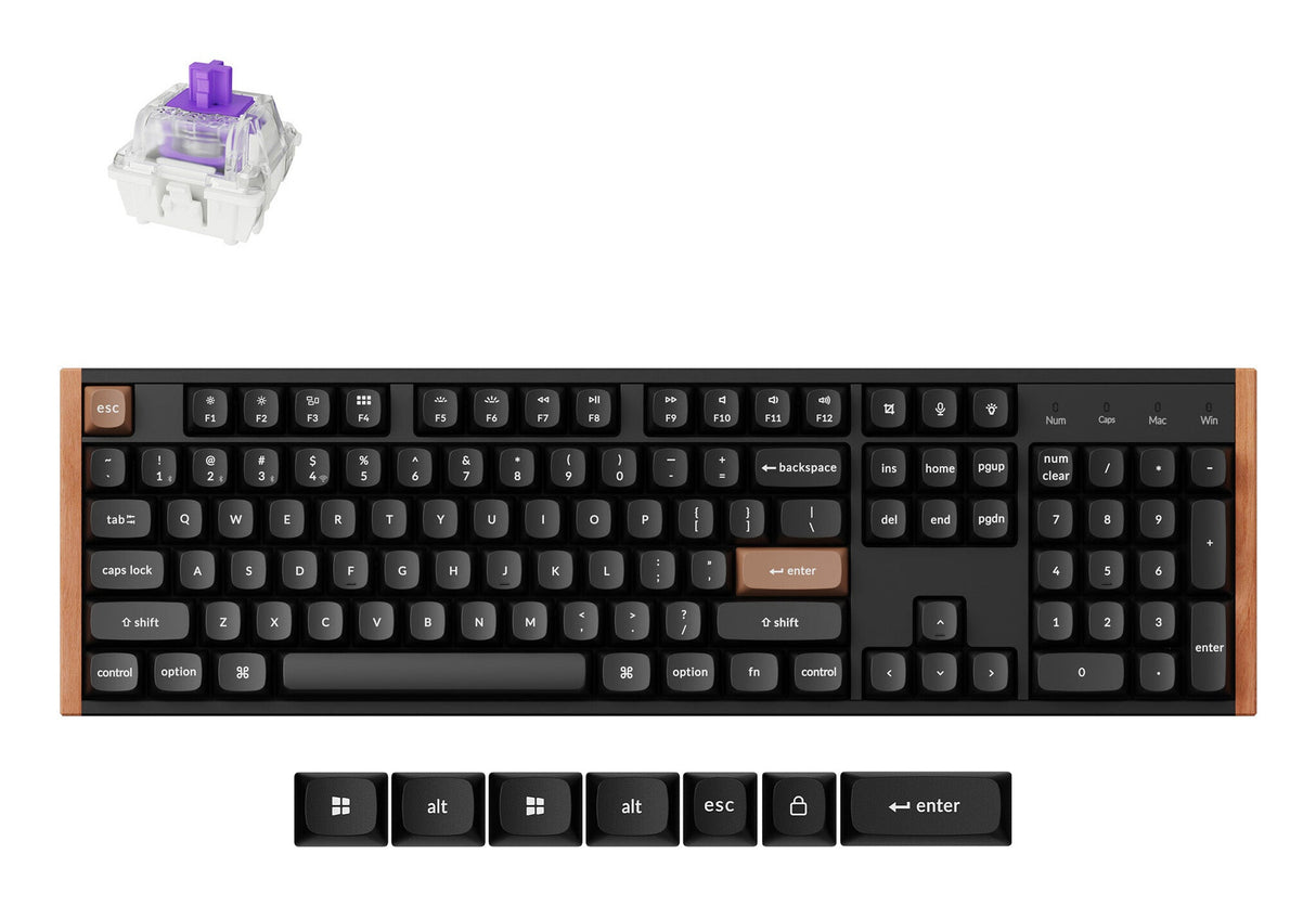 Keychron K10 HE tastatur Spil USB + RF Wireless + Bluetooth QWERTY Engelsk Sort, Træ