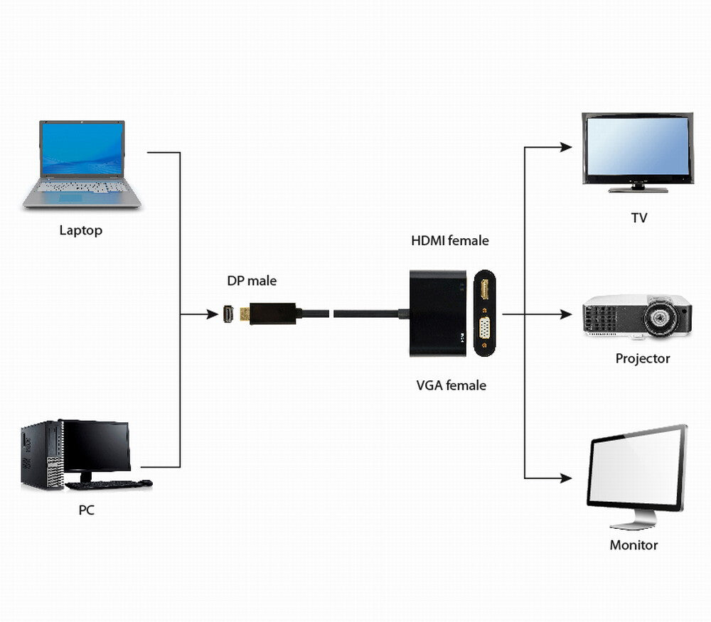 Gembird A-DPM-HDMIFVGAF-01 DisplayPort kabel 0,1 m Sort