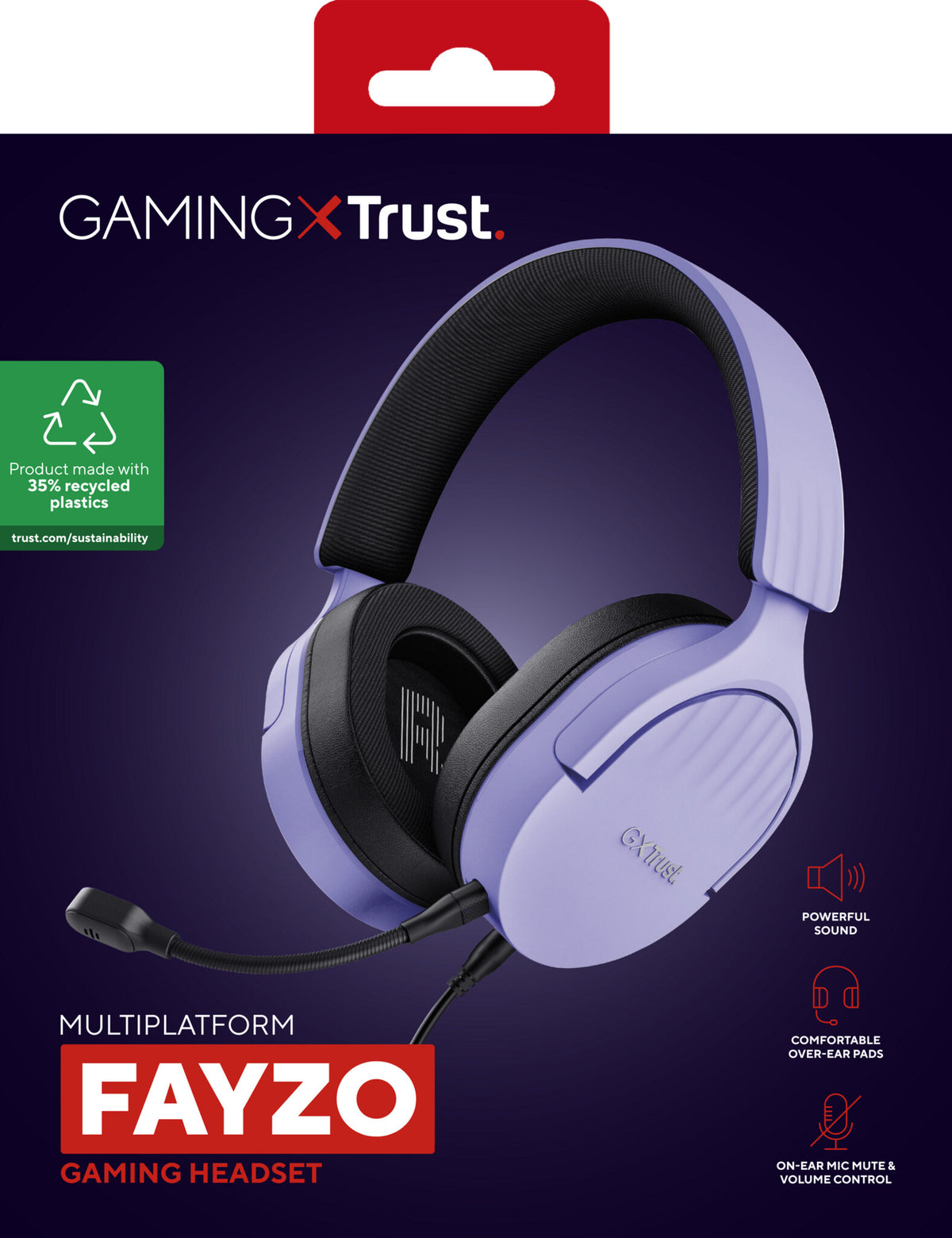 Trust GXT 489P FAYZO Headset Ledningsført Spil Sort, Lilla