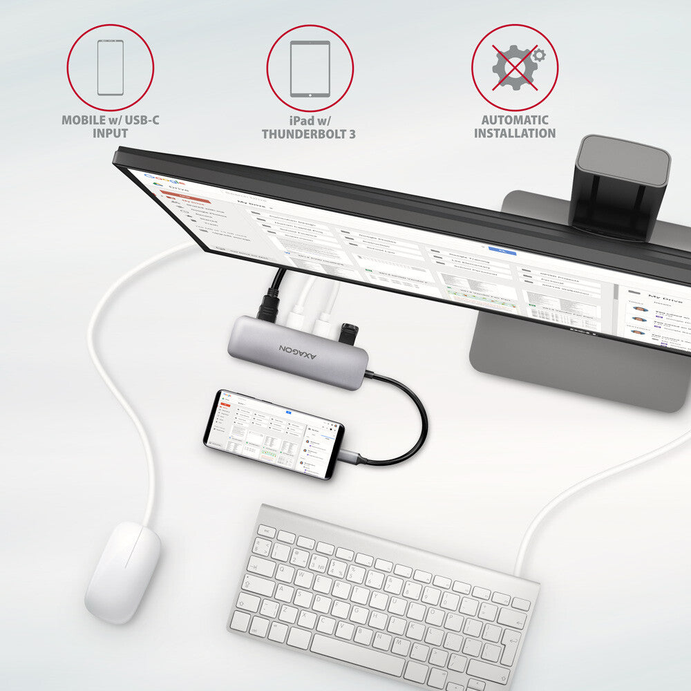 Axagon HMC-HCR3A 3x USB-A+ HDMI+ SD/microSD USB-C 3.2 Gen 1 hub 20cm Ledningsført USB 3.2 Gen 1 (3.1 Gen 1) Type-C Grå