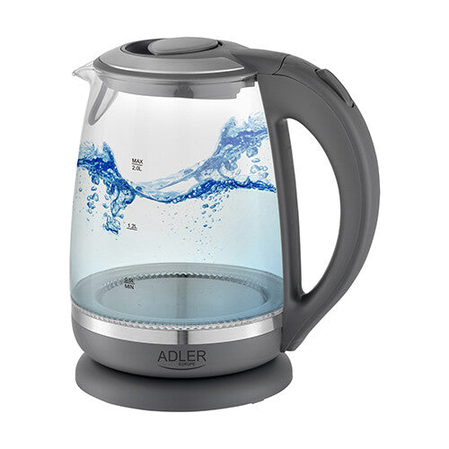 Adler AD 1286 elkedel 2 L 2200 W Grå, Transparent