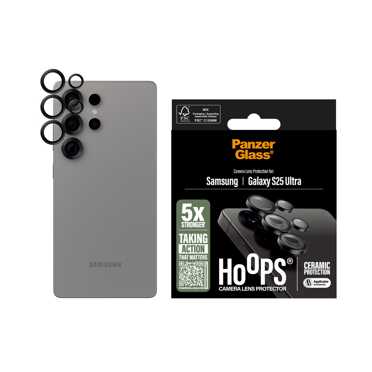 PanzerGlass ® Hoops® Ceramic Kameralinsebeskytter Samsung Galaxy S25 Ultra