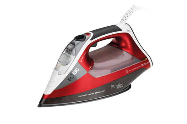 Solac CVG9611 Tør & dampstrygejern Non-stick bundplade 3000 W Sort, Rød, Hvid