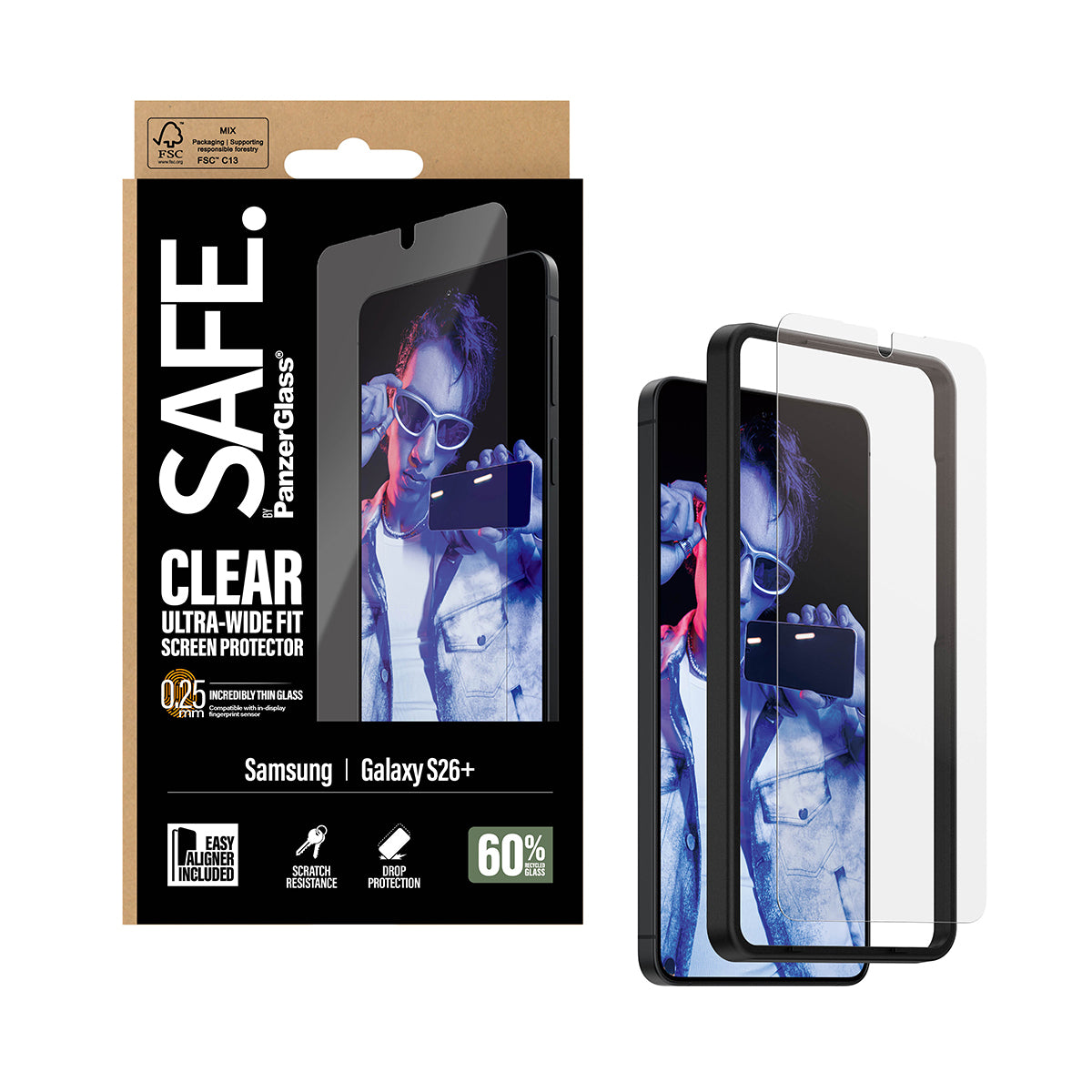 PanzerGlass SAFE. by ® Screen Protector Samsung New Galaxy S 2026 Plus | Ultra-Wide Fit w. EasyAligner Samsung - New Galaxy S2026 Plus