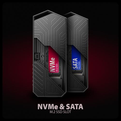 Axagon EEM2-GAM External USB-C 10Gbps metal box for M.2 NVMe & SATA SSD disks. Screwless