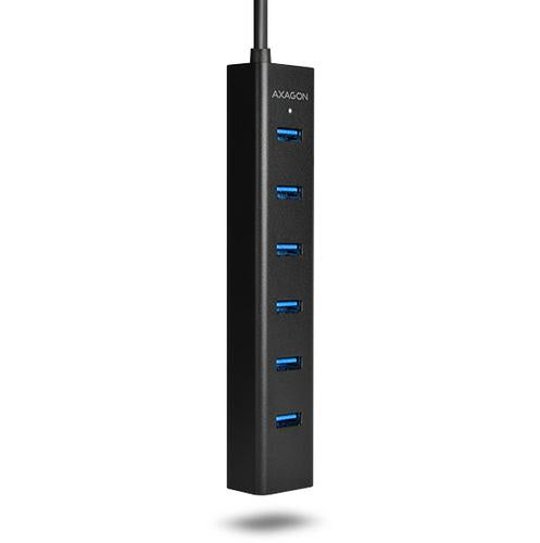 Axagon HUE-SA7BP 7x USB 3.0 ALU CHARGING hub BLACK incl. AC adapter