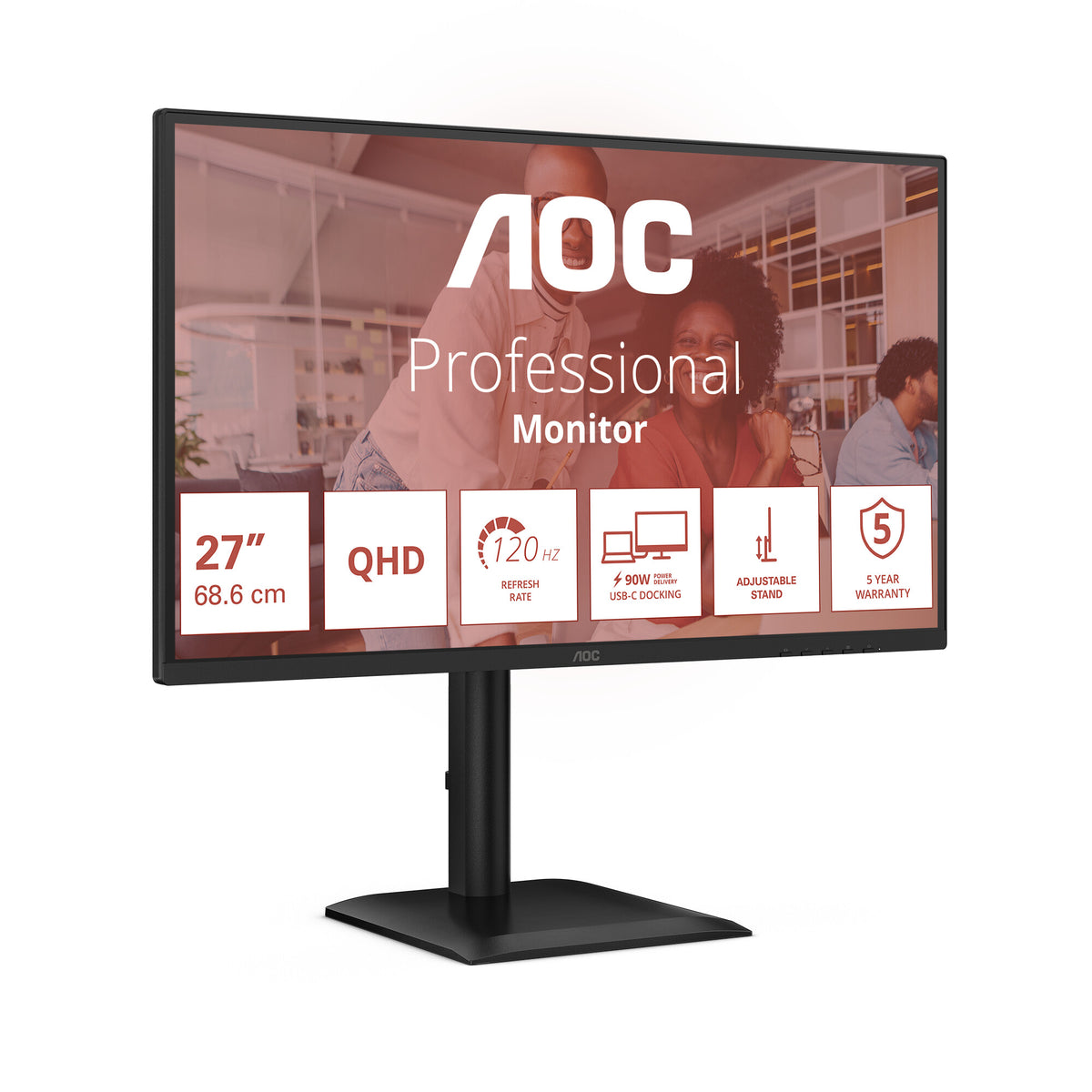 AOC E4 Q27E4CV computerskærm 68,6 cm (27") 2560 x 1440 pixel Quad HD LED Sort