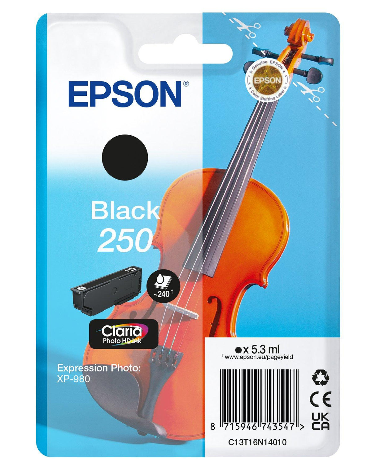 Epson 250 Violin Claria Photo HD blækpatron 1 stk Original Sort