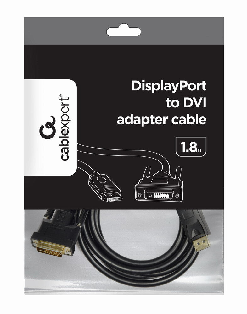 Gembird CC-DPM-DVIM-6 videokabel adapter 1,8 m DisplayPort DVI Sort