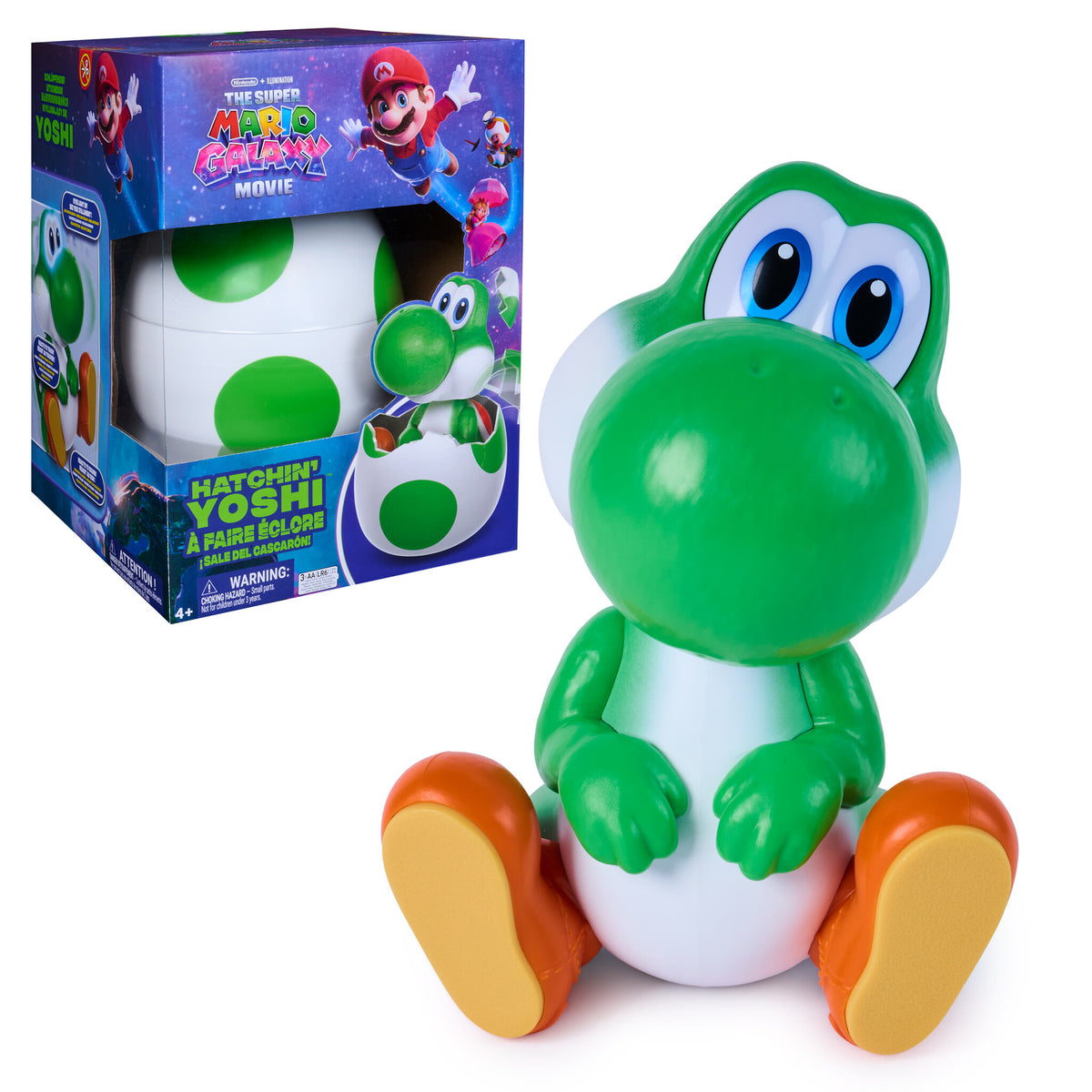 Super Mario Galaxy Movie, Hatchin' Yoshi Interactive Egg and Action Figure with Sounds, Ages 4 & Up, Batteries Included
