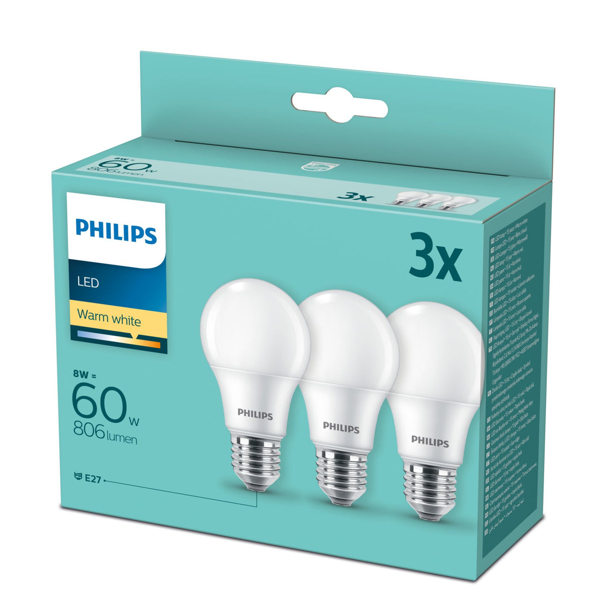 Philips Pære 60 W A60 E27 x 3