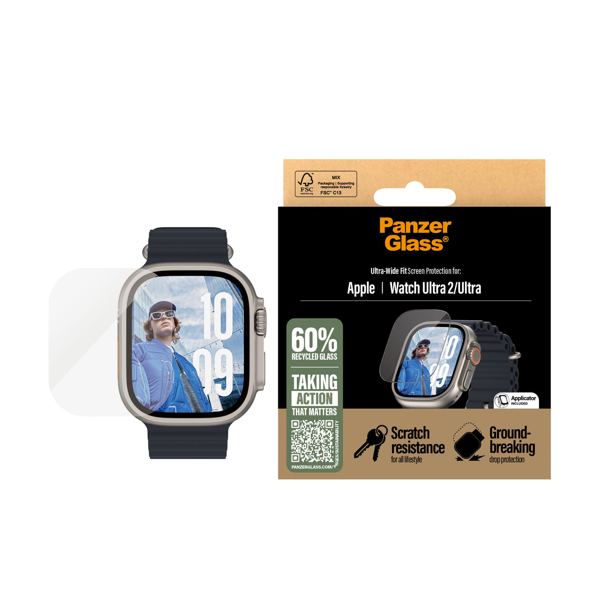 PanzerGlass ® Skærmbeskyttelse Apple Watch Ultra 2 | Ultra-Wide Fit