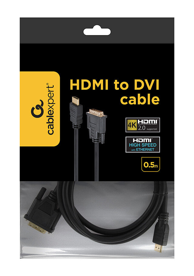 Gembird 1.8m, HDMI/DVI, M/M 1,8 m DVI-D Sort