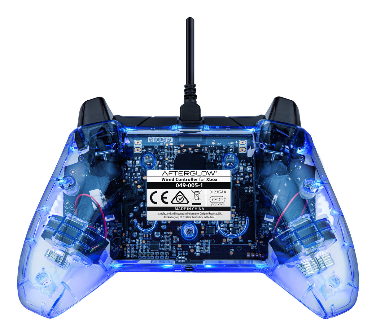PDP Afterglow Sort, Blå, Transparent USB Gamepad Analog/digital Xbox One, Xbox Series S, Xbox Series X