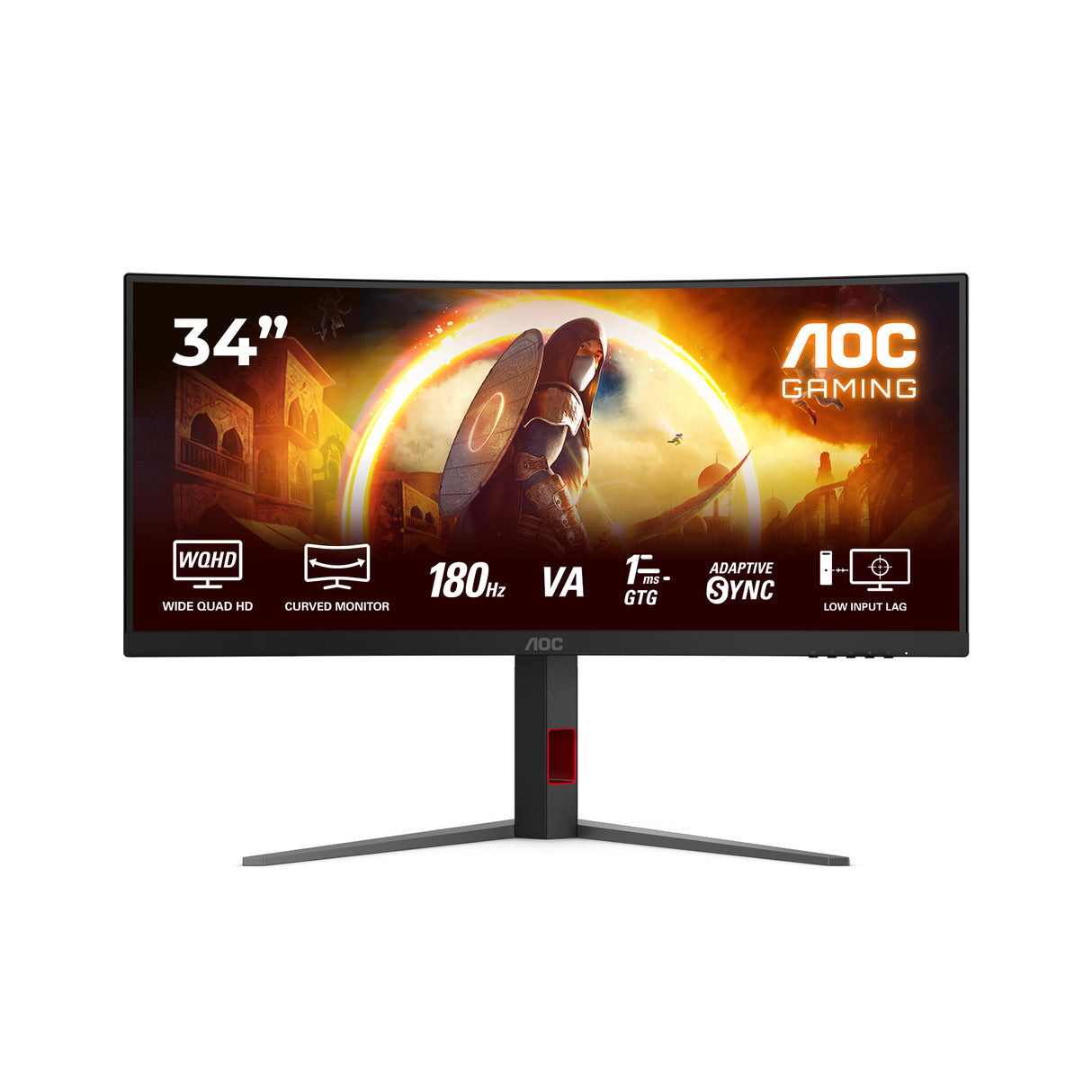 AOC G4 CU34G4 computerskærm 86,4 cm (34") 3440 x 1440 pixel Wide Quad HD LED Sort, Rød