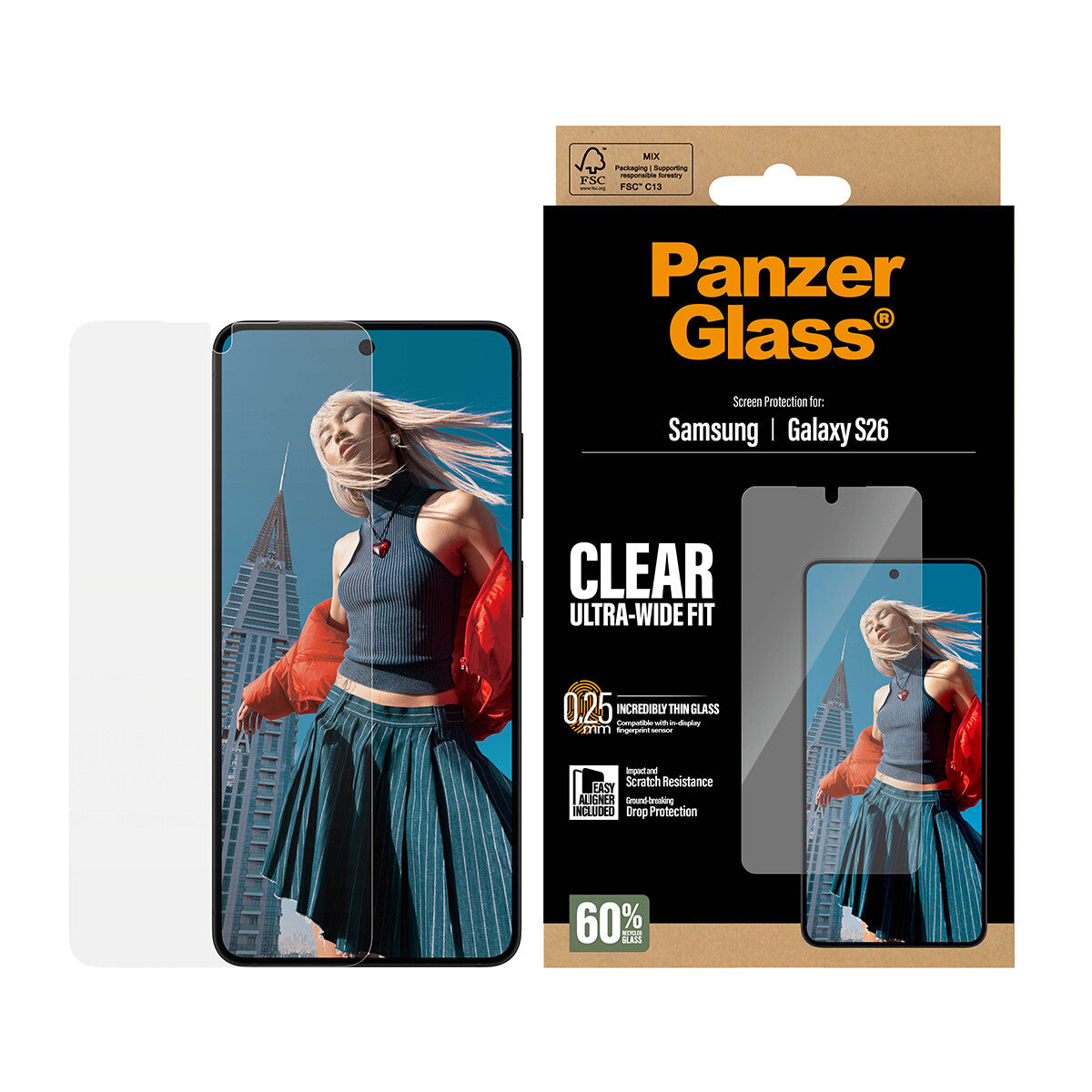 PanzerGlass ® Skærmbeskyttelse Samsung Galaxy S26 | Ultra-Wide Fit m. EasyAligner