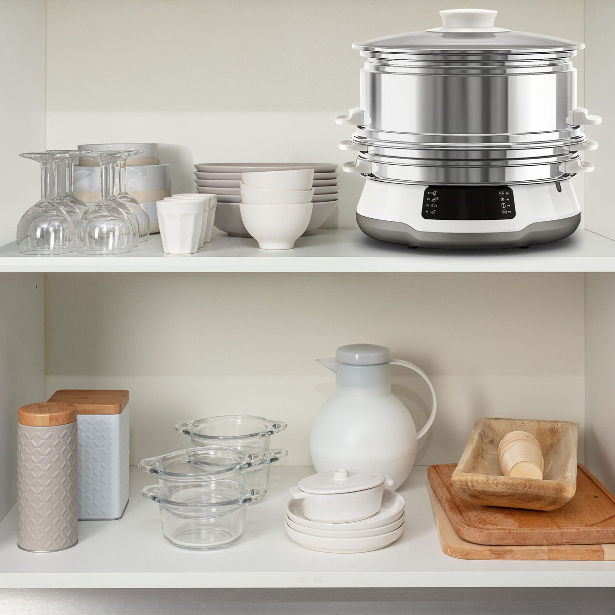 Tefal Convenient Series Deluxe VC502D dampkoger 3 kurv(e) Bordplade 900 W Rustfrit stål, Hvid
