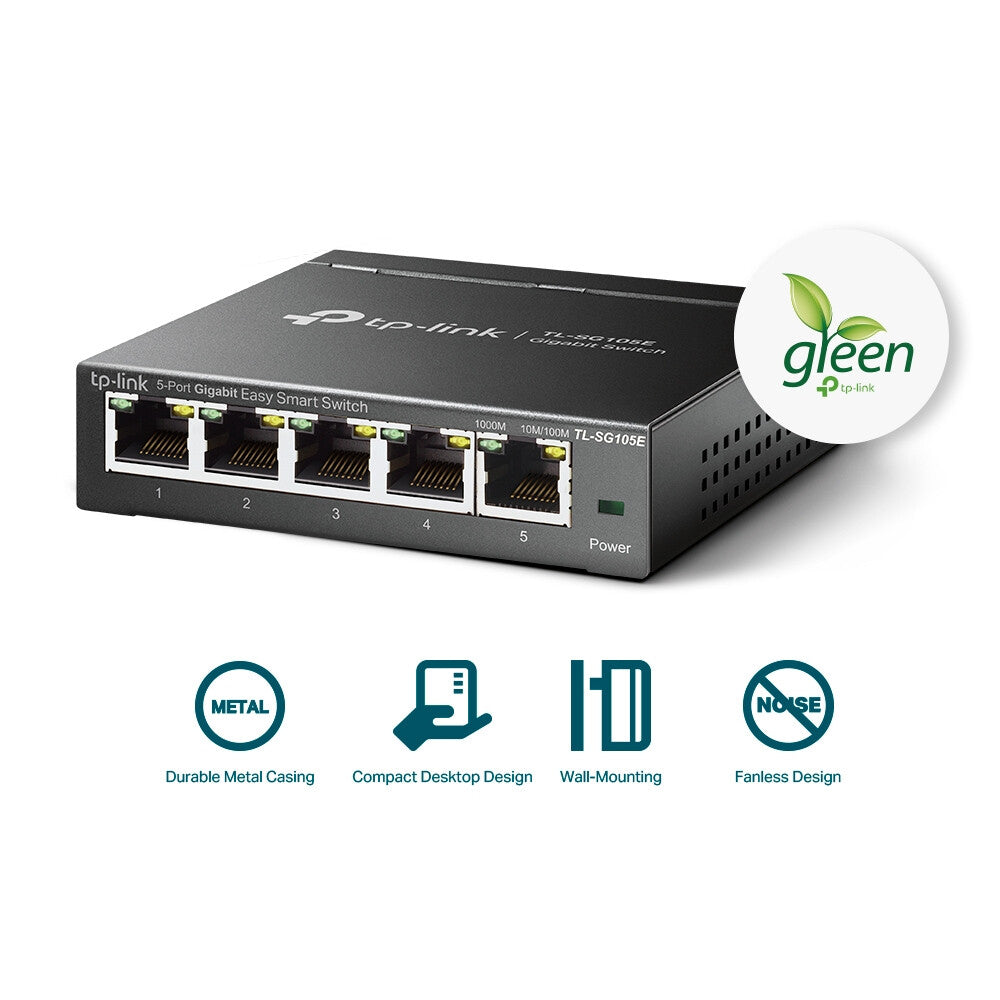 TP-Link TL-SG105E netværksswitch Administreret L2 Gigabit Ethernet (10/100/1000) Sort