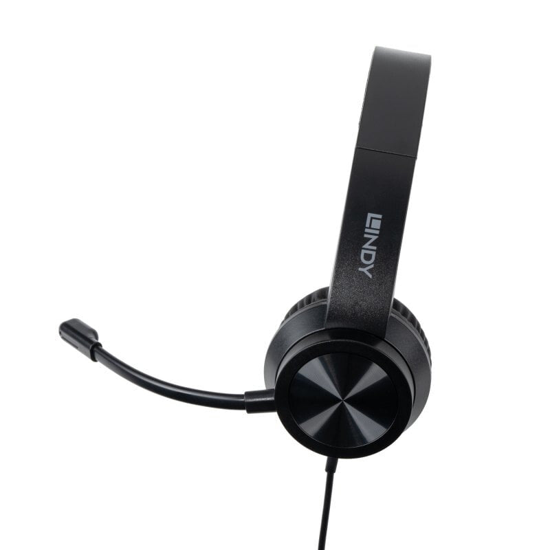 Lindy 20439 hovedtelefoner/headset Ledningsført Kontor/Callcenter USB Type-C Sort