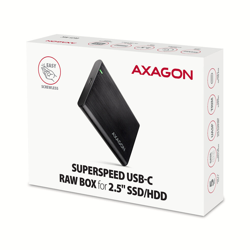 Axagon EE25-A6C drevkabinet HDD/SSD kabinet Sort 2.5"