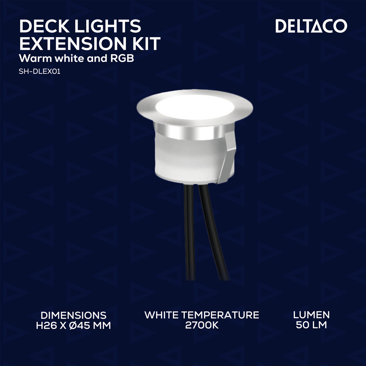 Deltaco Smart udvidelsessæt til terrasselys, varmt hvidt lys og RGB, sølv