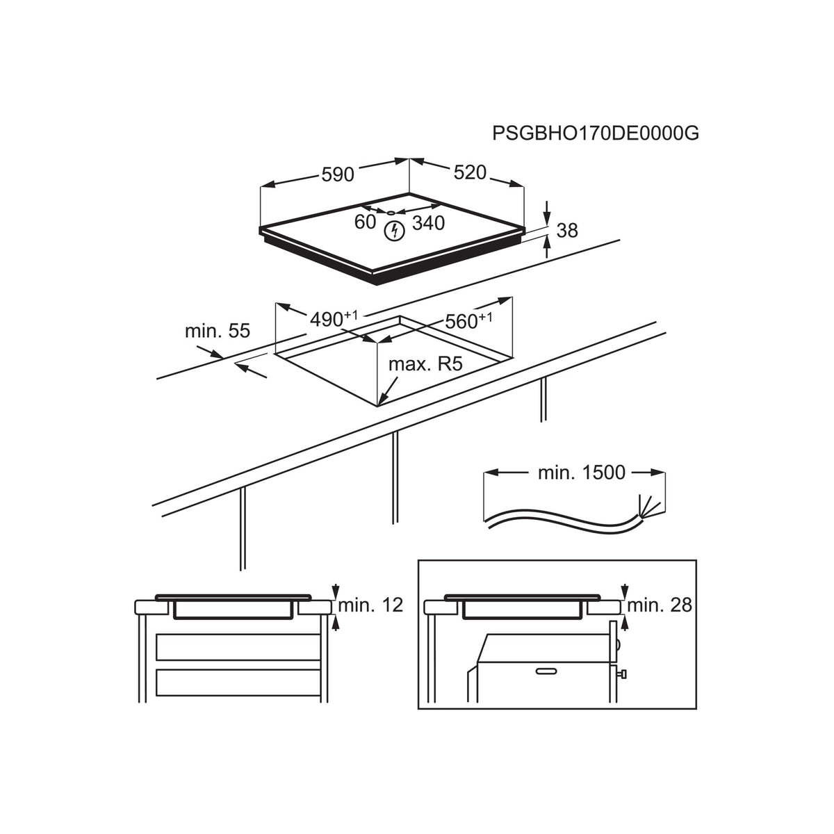 Electrolux EHF6343FOK Black Built-in 60 cm Ceramic 4 zone(s)