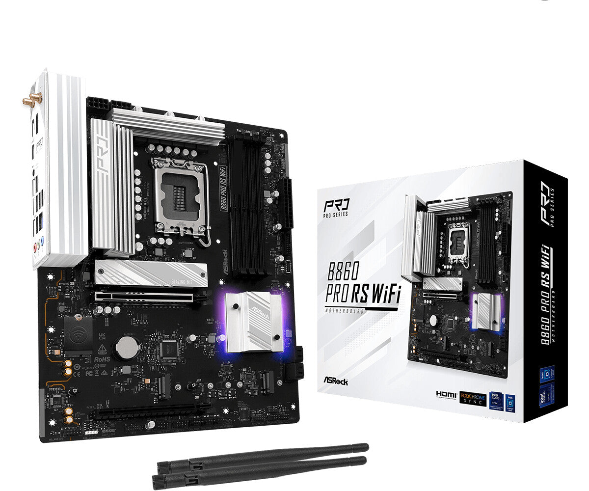 ASRock B860 PRO RS WIFI | Processor family Intel | Processor socket LGA1851 | DDR5 | Supported hard disk drive interfaces SATA