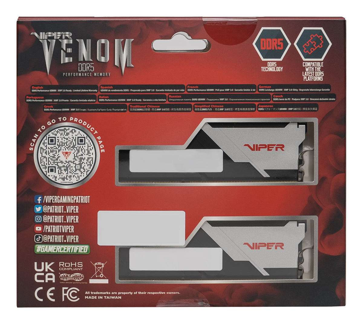Patriot Memory Viper Venom VV532G64C38AK DDR5 32 GB Kit CL38 288-pin DIMM