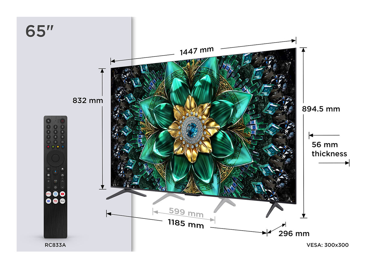 TCL Q6C 65Q6C TV 165,1 cm (65") 4K Ultra HD Smart TV Wi-Fi Metallic