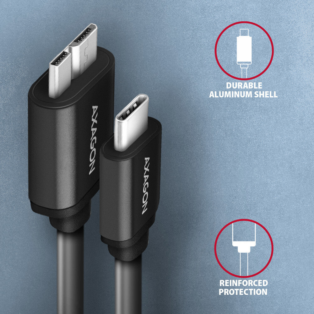Axagon BUMM3-CM10AB USB-kabel USB 3.2 Gen 1 (3.1 Gen 1) 1 m Micro-USB B USB C 5 Gbit/sek. Sort