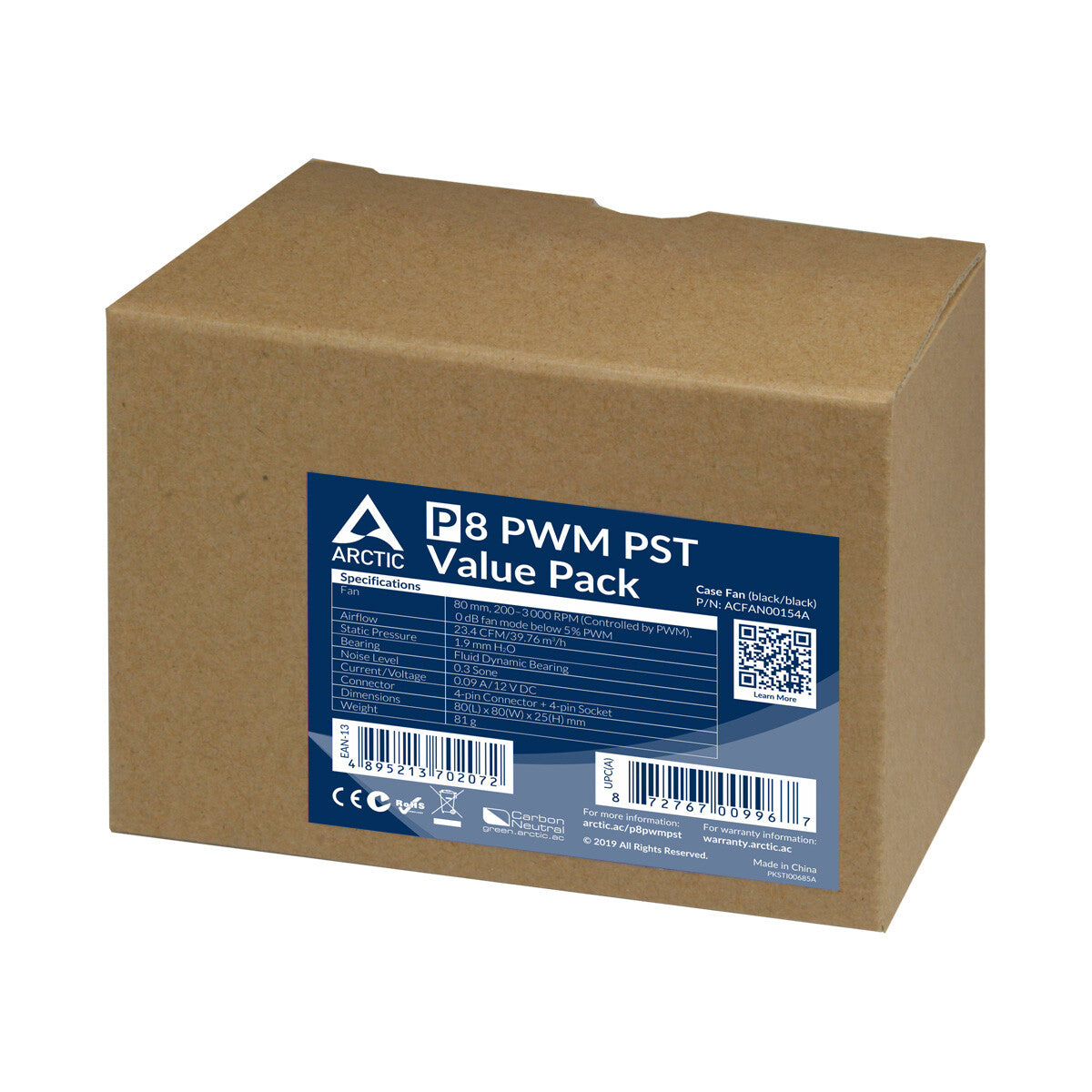 ARCTIC P8 PWM PST Computerkabinet Ventilator 8 cm Sort