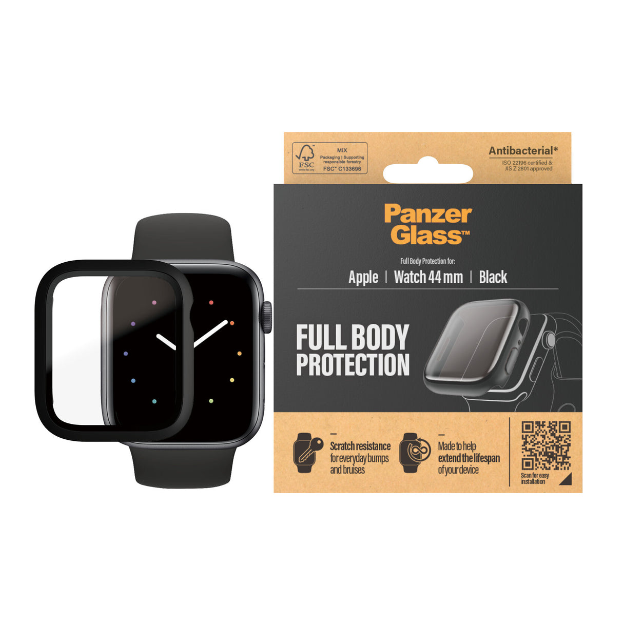 PanzerGlass ® Full body Case Sort Apple Watch SE 3 | SE | 6 | 5 | 4 | 44mm