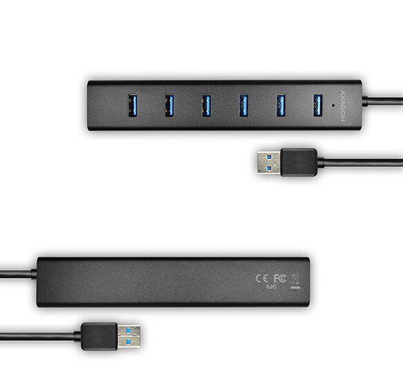 Axagon HUE-SA7BP interface hub USB 3.2 Gen 1 (3.1 Gen 1) Type-A 5000 Mbit/s Sort