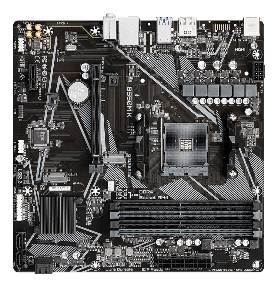 GIGABYTE B550M K bundkort AMD B550 Stik AM4 micro ATX