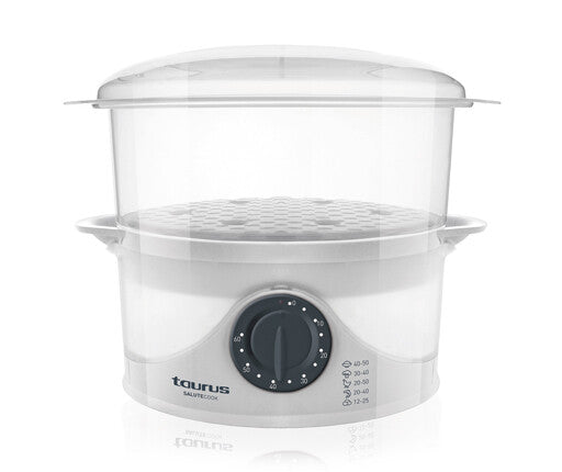Taurus Salutecook dampkoger 2 kurv(e) Fritstående 800 W Transparent, Hvid
