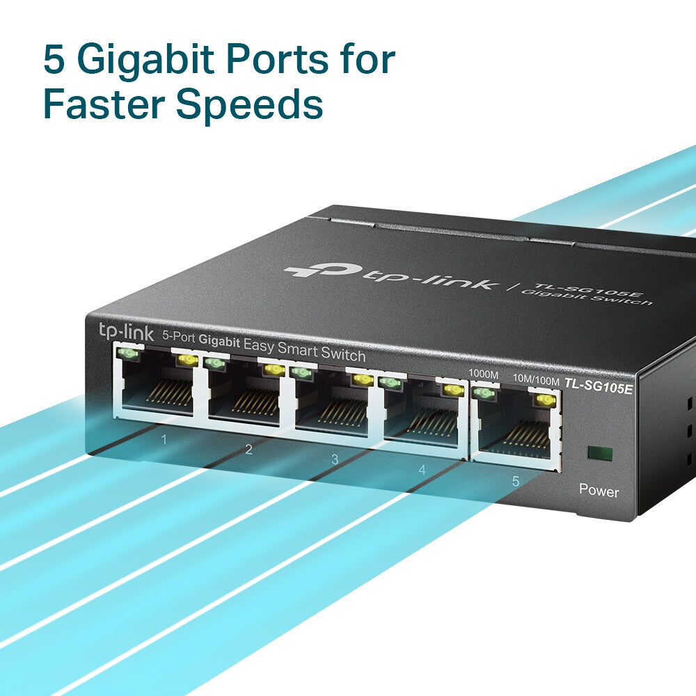 TP-Link TL-SG105E netværksswitch Administreret L2 Gigabit Ethernet (10/100/1000) Sort