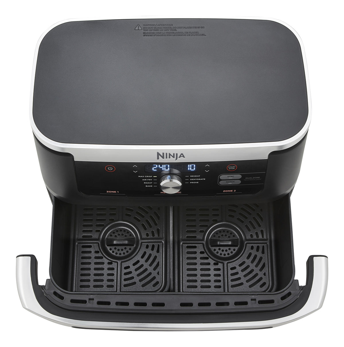 Ninja AF500EU frituregryde Dobbelt 10,4 L Enkeltstående 2470 W Varmluftsteger Sort, Rustfrit stål