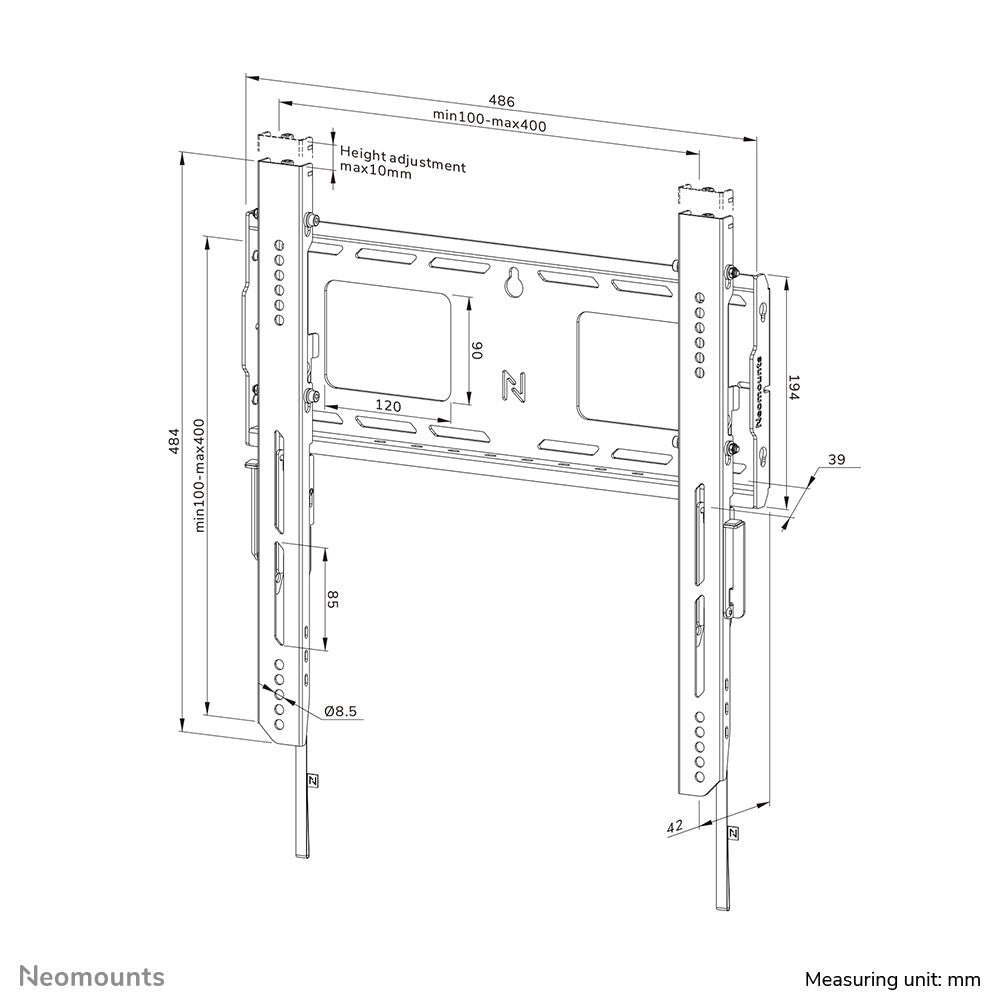 Neomounts WL30-750BL14 tv-beslag 190,5 cm (75") Sort