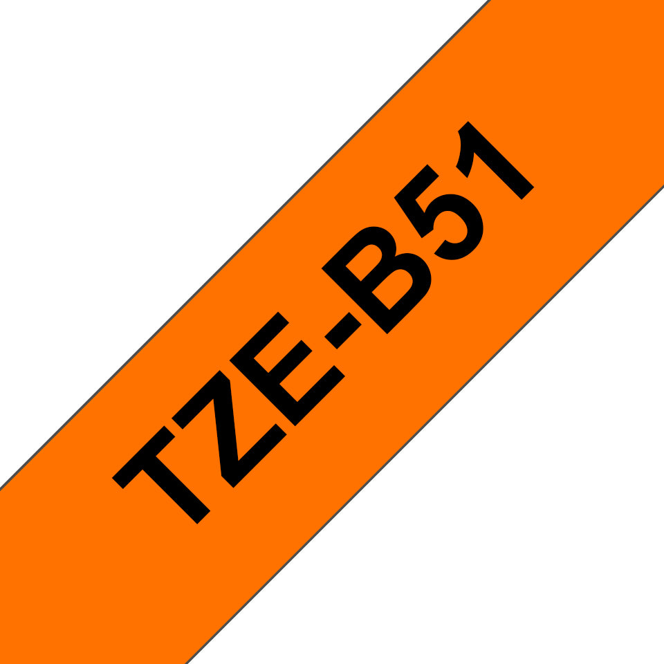 Brother TZE-B51 etiketbånd Sort på fluorescerende orange
