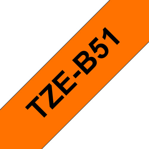 Brother TZE-B51 etiketbånd Sort på fluorescerende orange