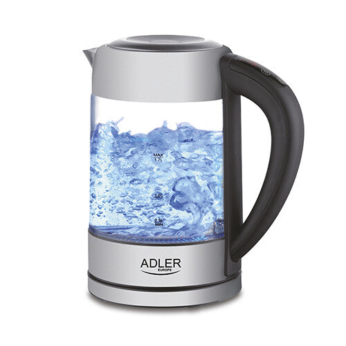 Adler AD 1247 NEW elkedel 1,7 L 2200 W Hasselnød, Rustfrit stål, Transparent
