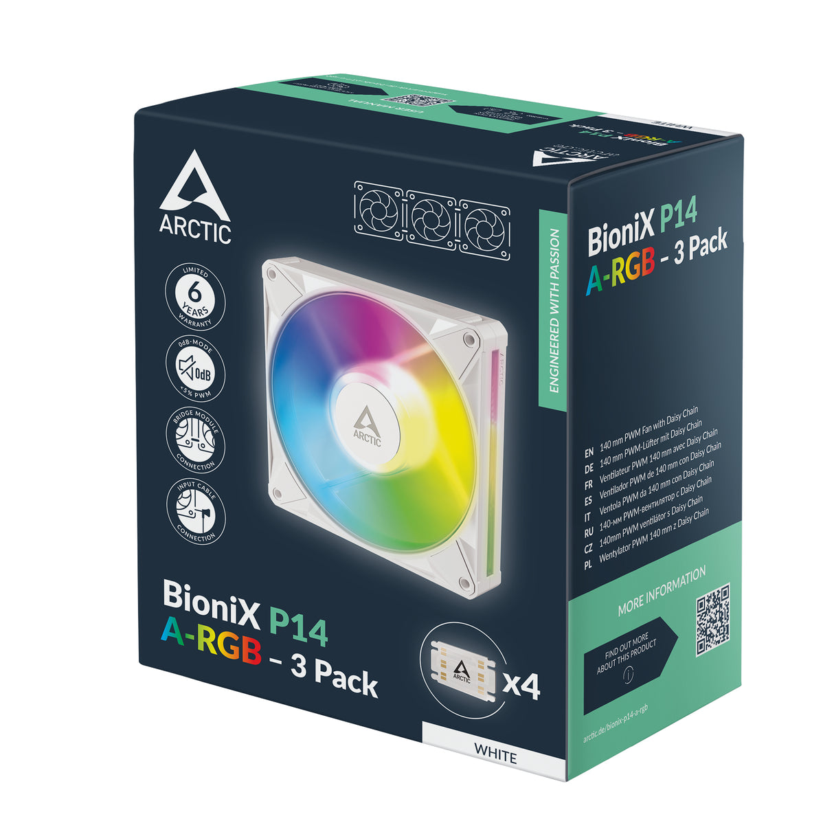 ARCTIC BioniX P14 A-RGB Computerkabinet Ventilator 14 cm Hvid 3 stk