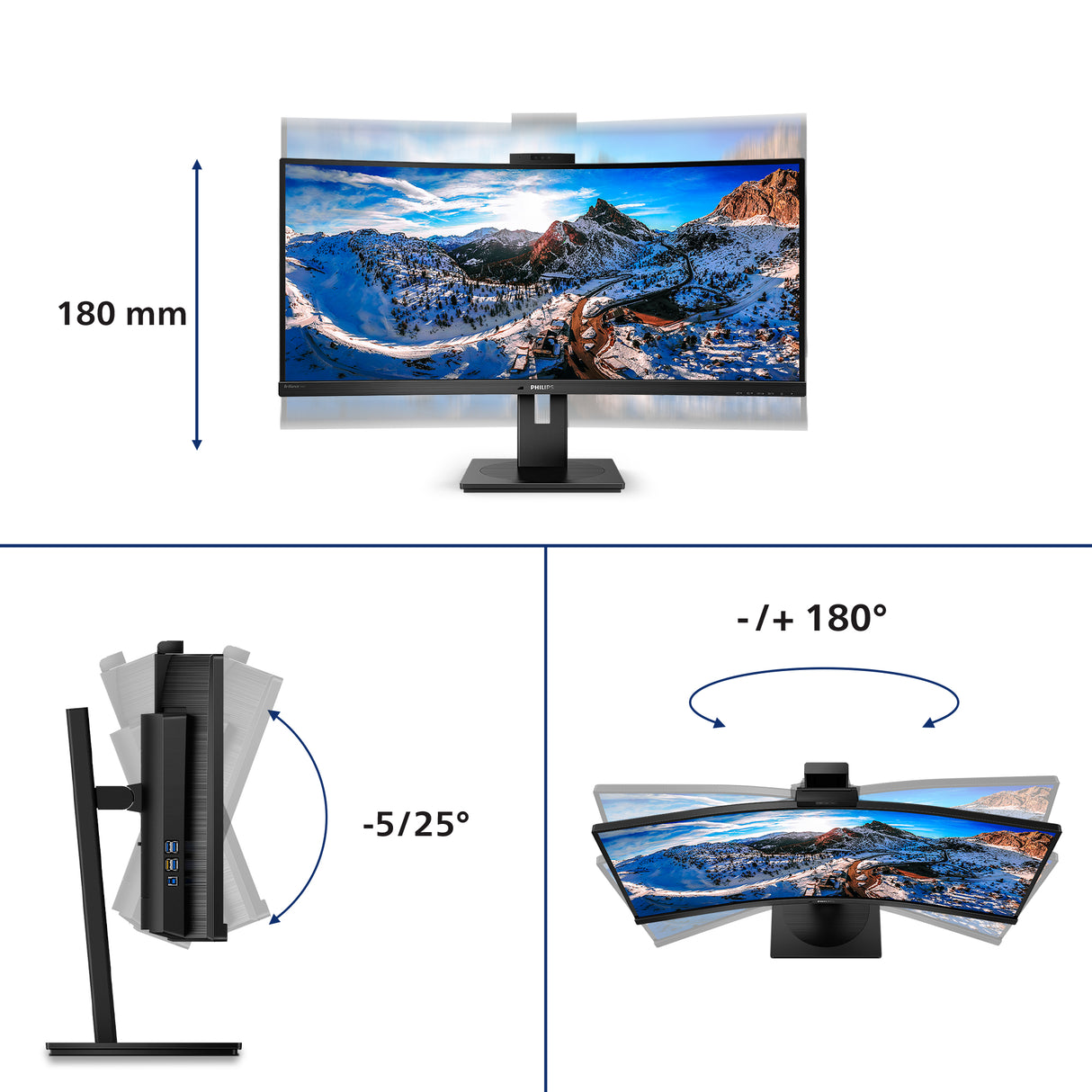 Philips P-line 346P1CRH 34 VA 3440 x 1440 (UltraWide) HDMI DisplayPort USB-C 100Hz
