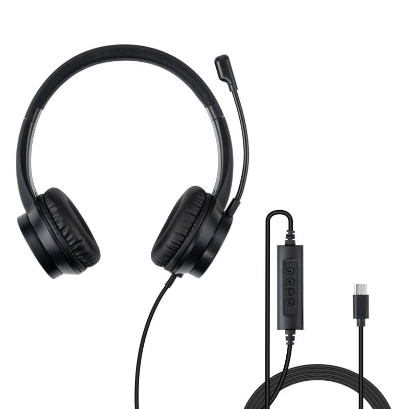 Lindy 20439 hovedtelefoner/headset Ledningsført Kontor/Callcenter USB Type-C Sort